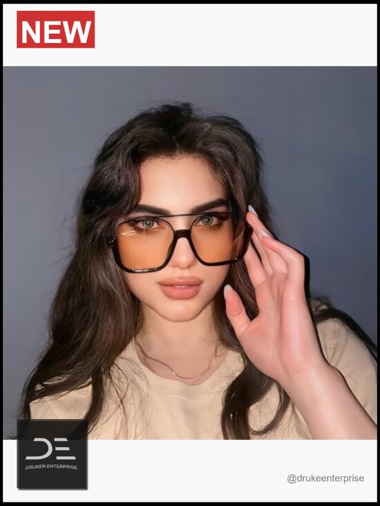 Oversized Aviator Sunglasses Metal Frame Square Double Bridge 70s Retro main image 5